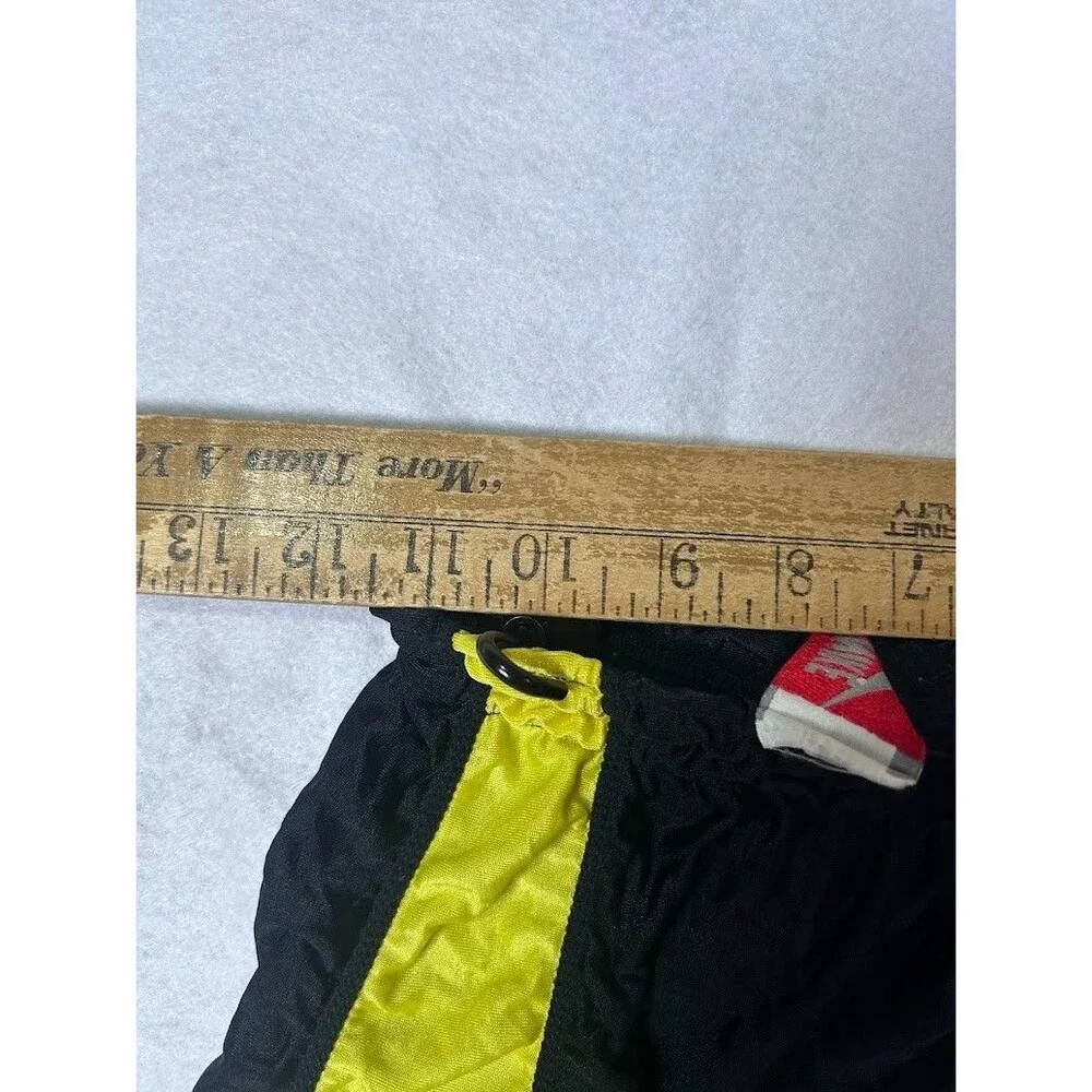 Vintage Nike Stirrup Leggings Pants Black Yellow Ruched Stacked Womens Size M